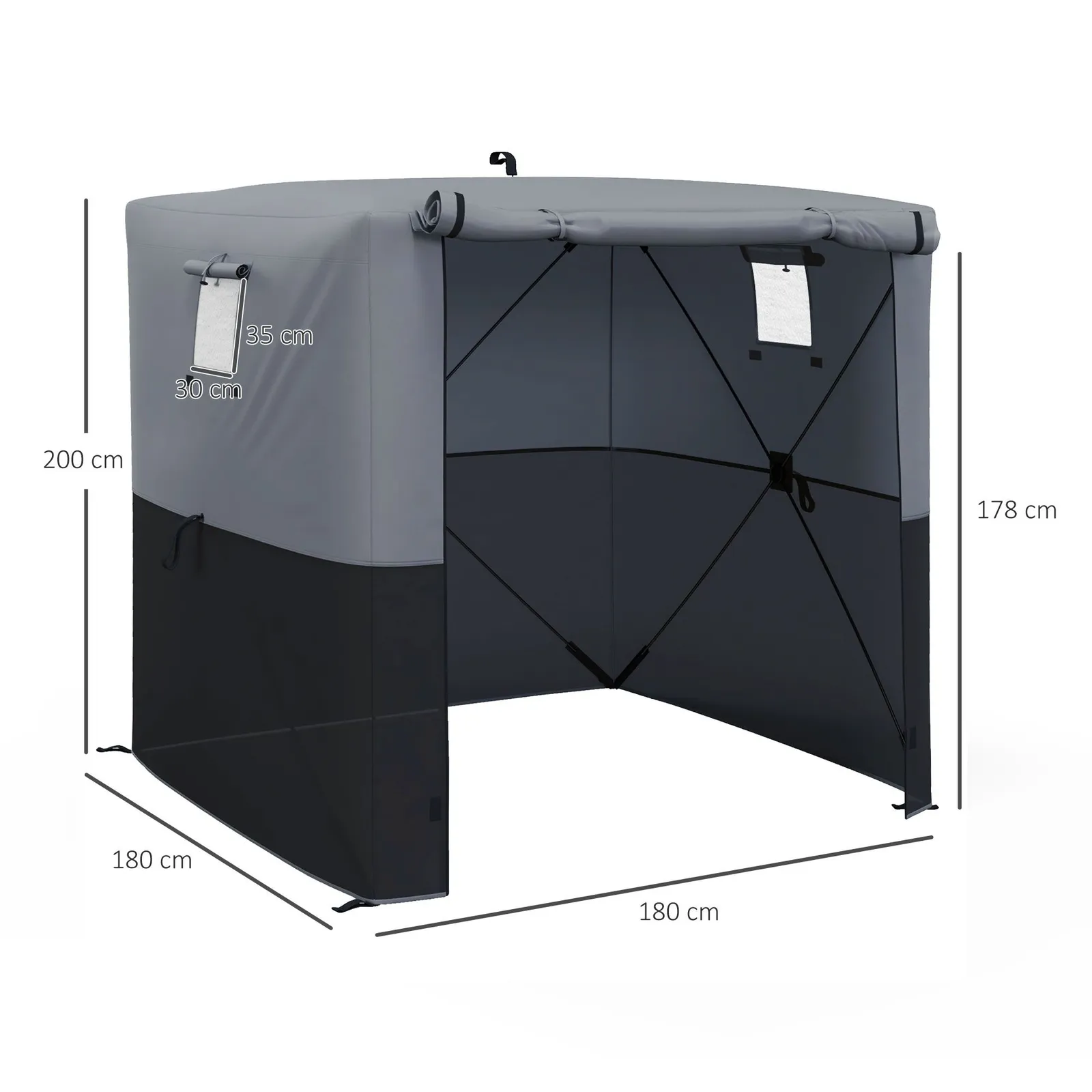OUTSUNNY 2 x 2m Pop Up Gazebo with Sides Easy up Party Tent with Carry Bag in Black 3