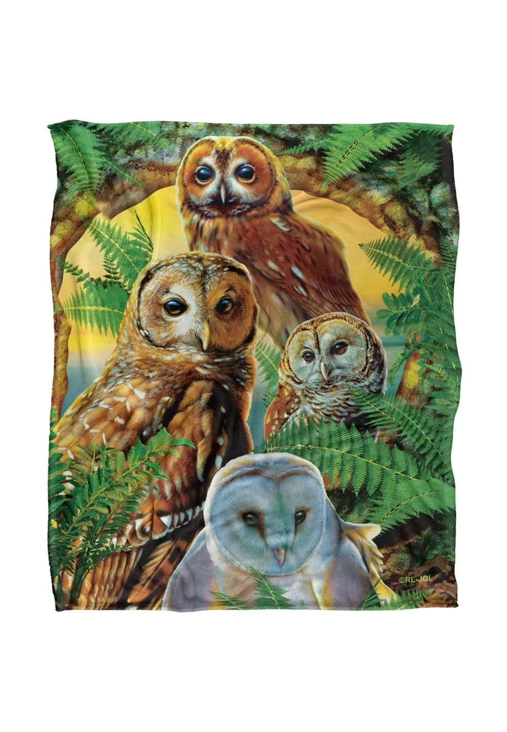 JQ Licensing Rl-Jp Owl Collage Silky Touch Super Soft Throw Blanket 152 X 127 cm in White