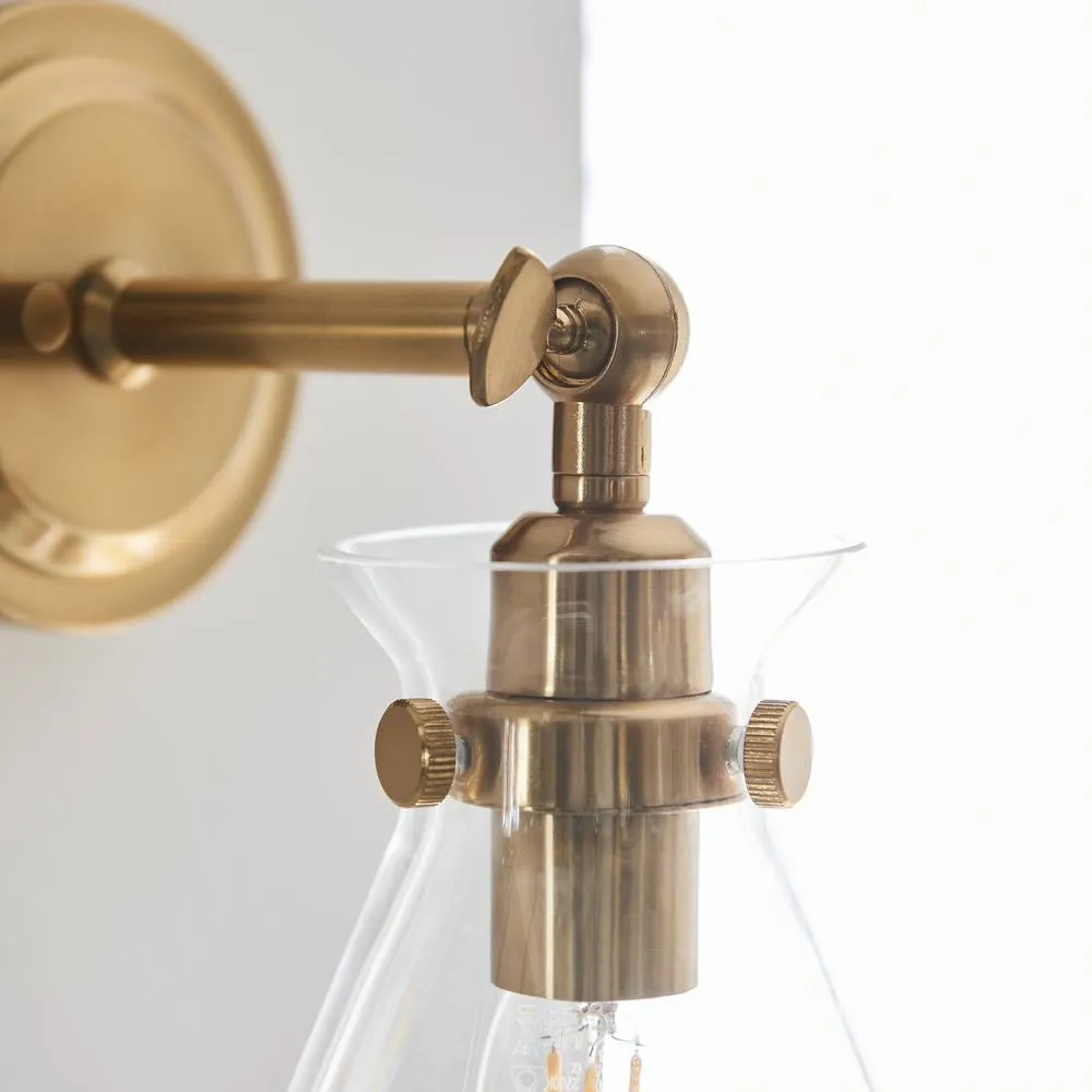 Netlighting Harlow Dome Wall Lamp Brushed Aged Brass Clear Glass in Gold 6