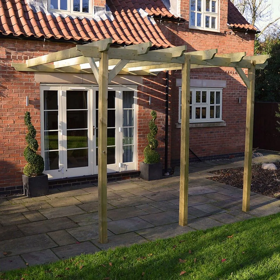 Rutland County Garden Furniture Ltd Wall Mounted Garden Pergola 3 Post, L480 x W480 x H270 cm, Light Green 3