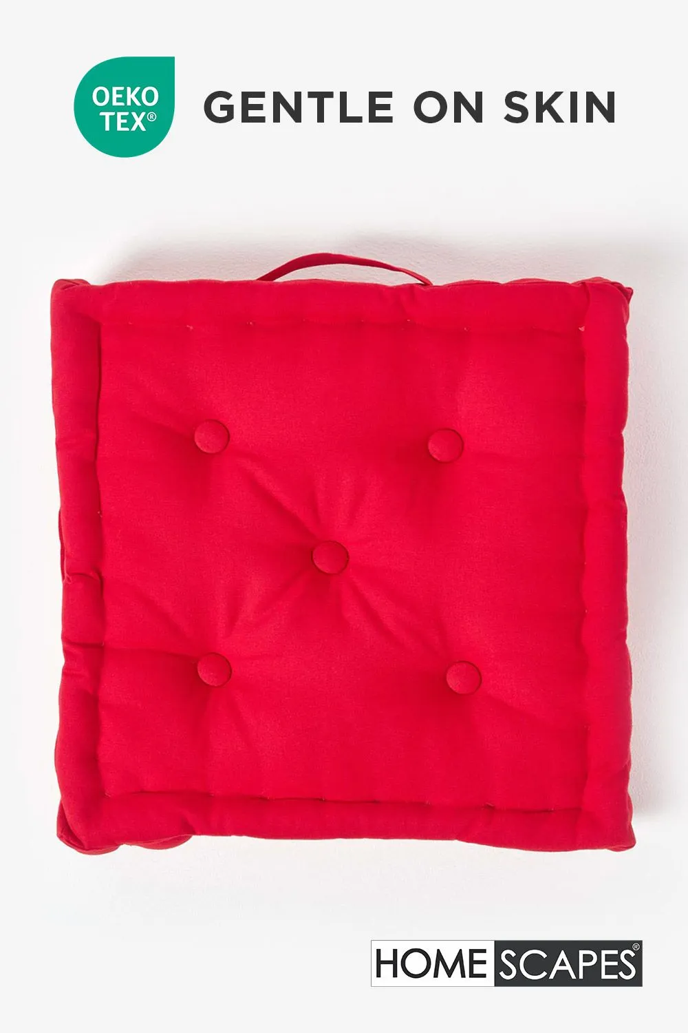 Homescapes Plain Cotton Floor Cushion in Red 3