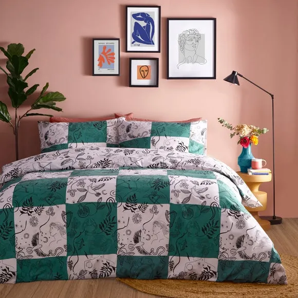 Furn. Mythos Checkerboard Duvet Cover & Pillowcase Set 1