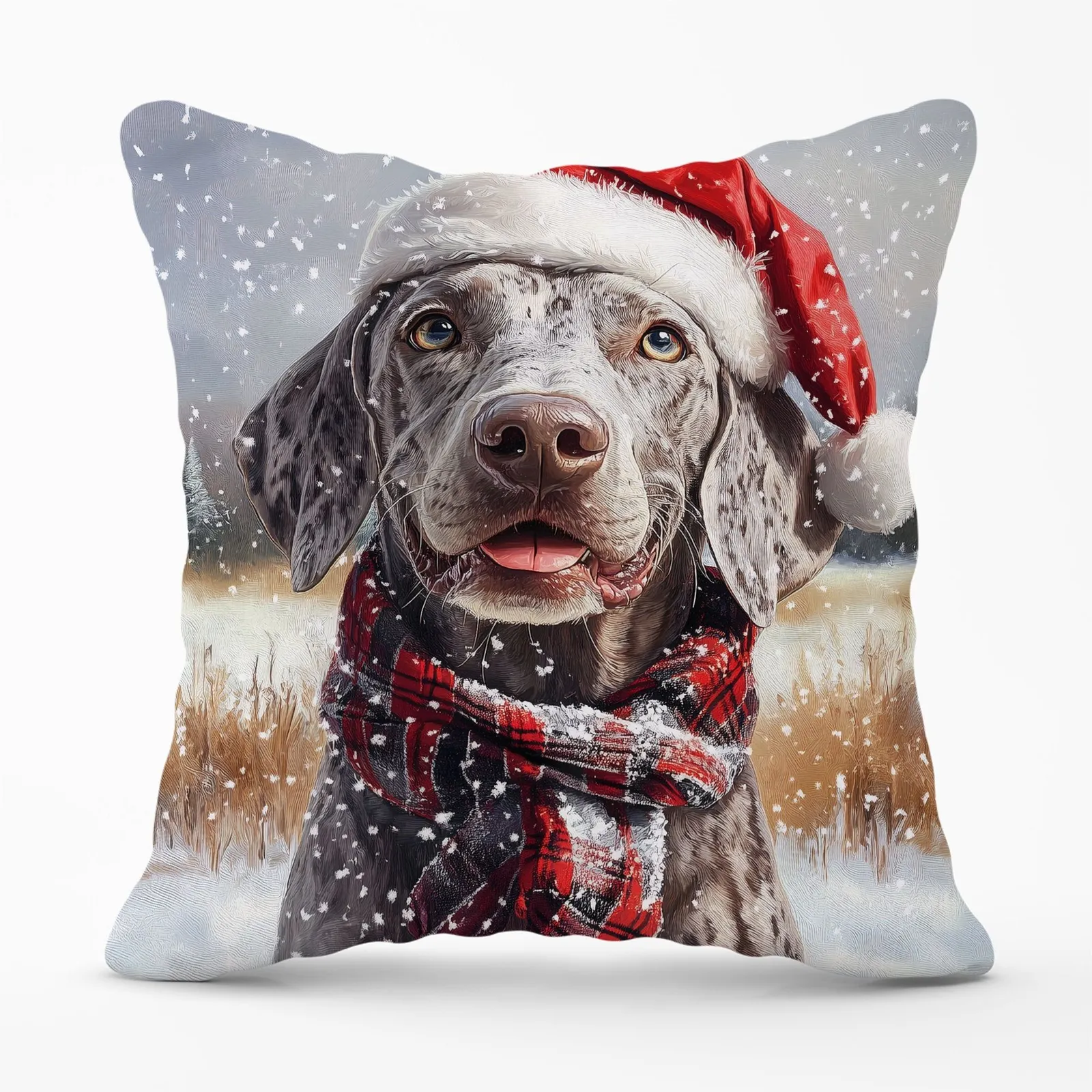 Warren Reed - Designer Christmas Weimarana Cushion in Grey