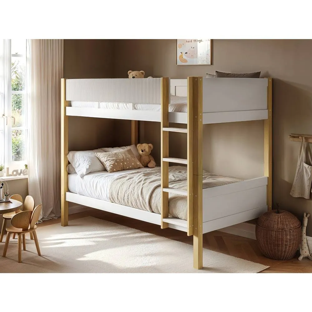 Flair Mateo Detachable Ribbed Bunk Bed in White 1