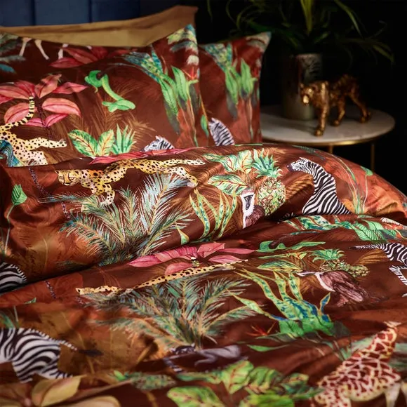 Wylder Aranya Velvet Duvet Cover & Pillowcase Set, Rust 3