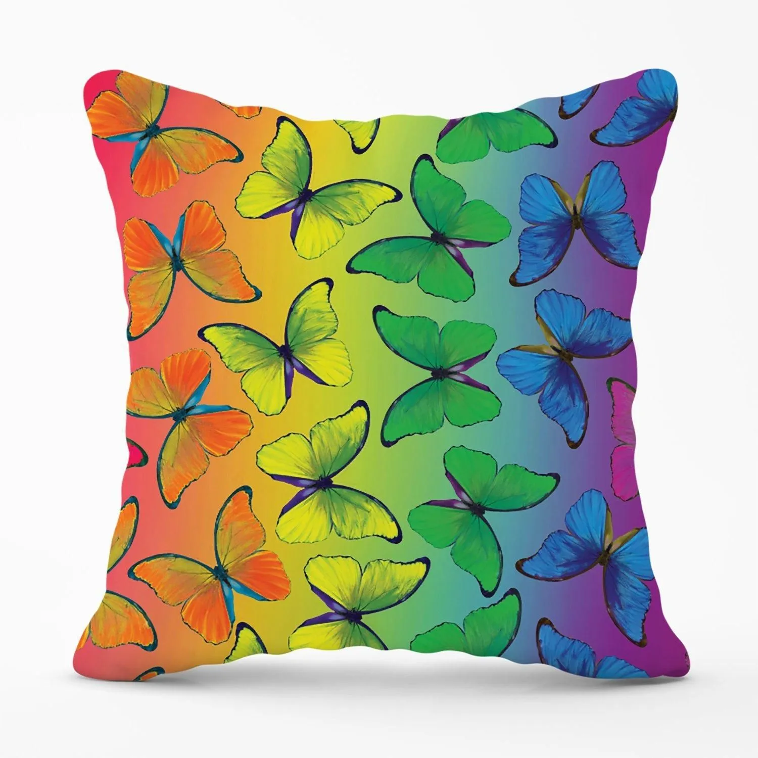 Warren Reed - Designer Multicoloured Butterfly Pattern Outdoor Cushion in Green
