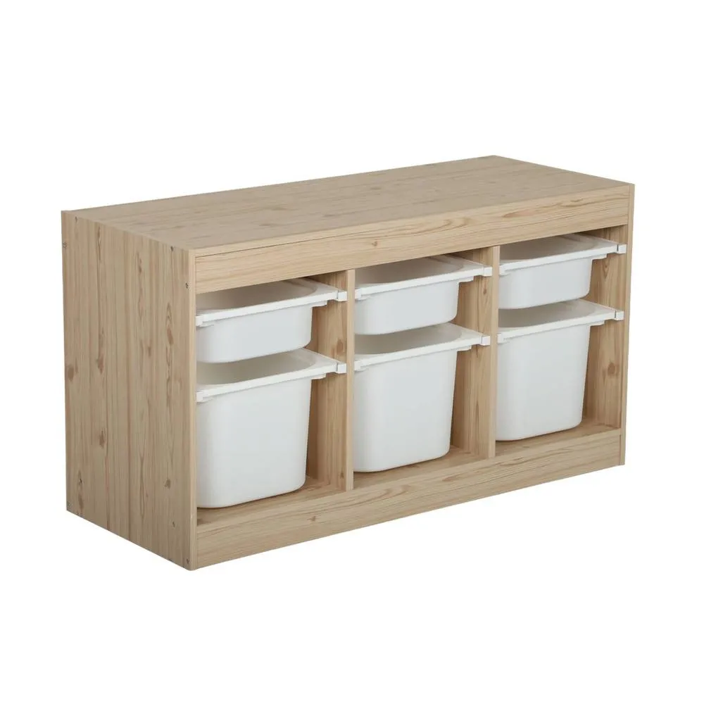sweeek Children's storage furniture 6 storage bins wood decor in Beige 2