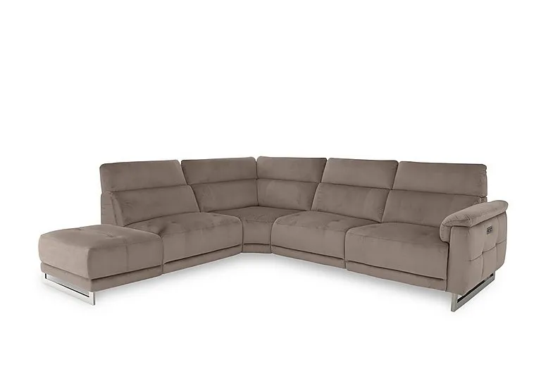 Moet Fabric Power Recliner Chaise End Left Hand Facing Corner Sofa with Telescopic Headrests - Opulence Cedar - Sofas and Armchairs - In Time for Christmas