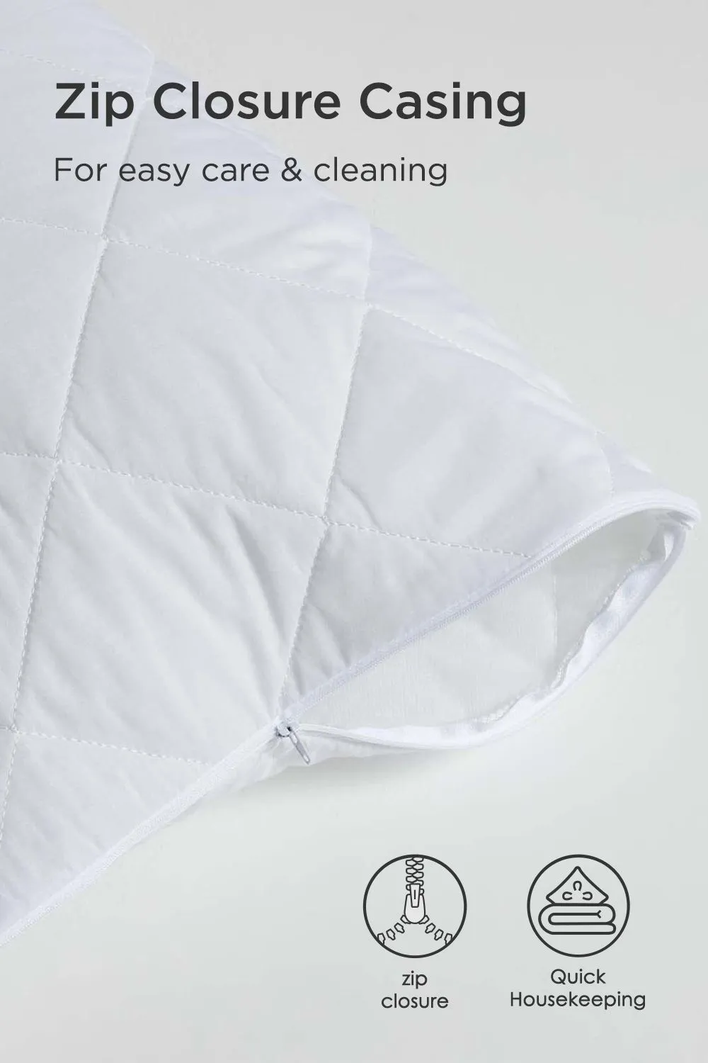 Homescapes King Size Quilted Pillow Protector, Pack of 2 in White 3