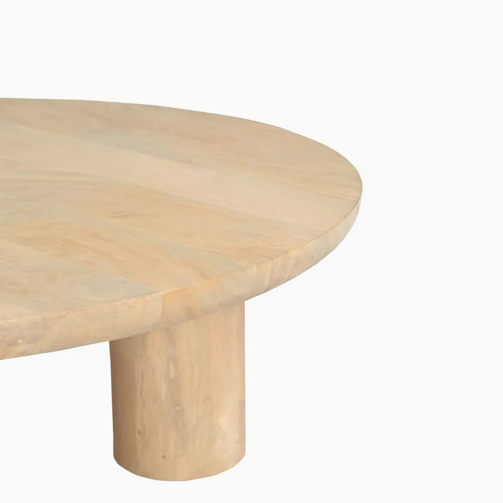 FurnitureboxUK Teton Round Wood 3 Leg Coffee Table in Light Brown 5