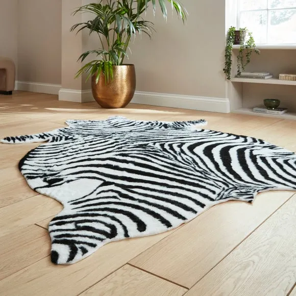 Faux Fur Zebra Print Rug 6