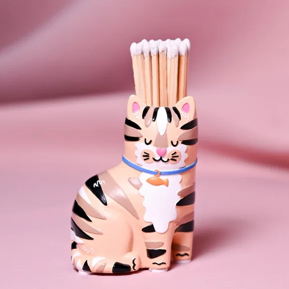 Raspberry Blossom Cat Matchstick Holder