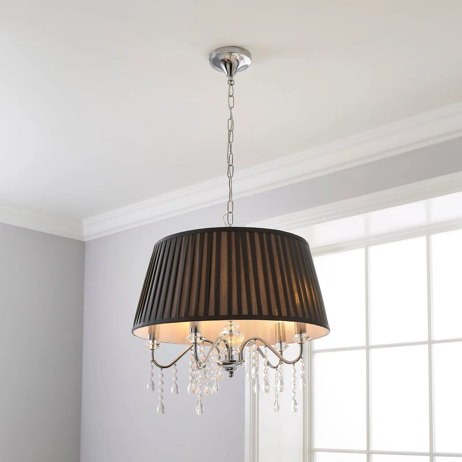 Dorma Genevieve 5 Light Grey Ceiling Fitting Chrome