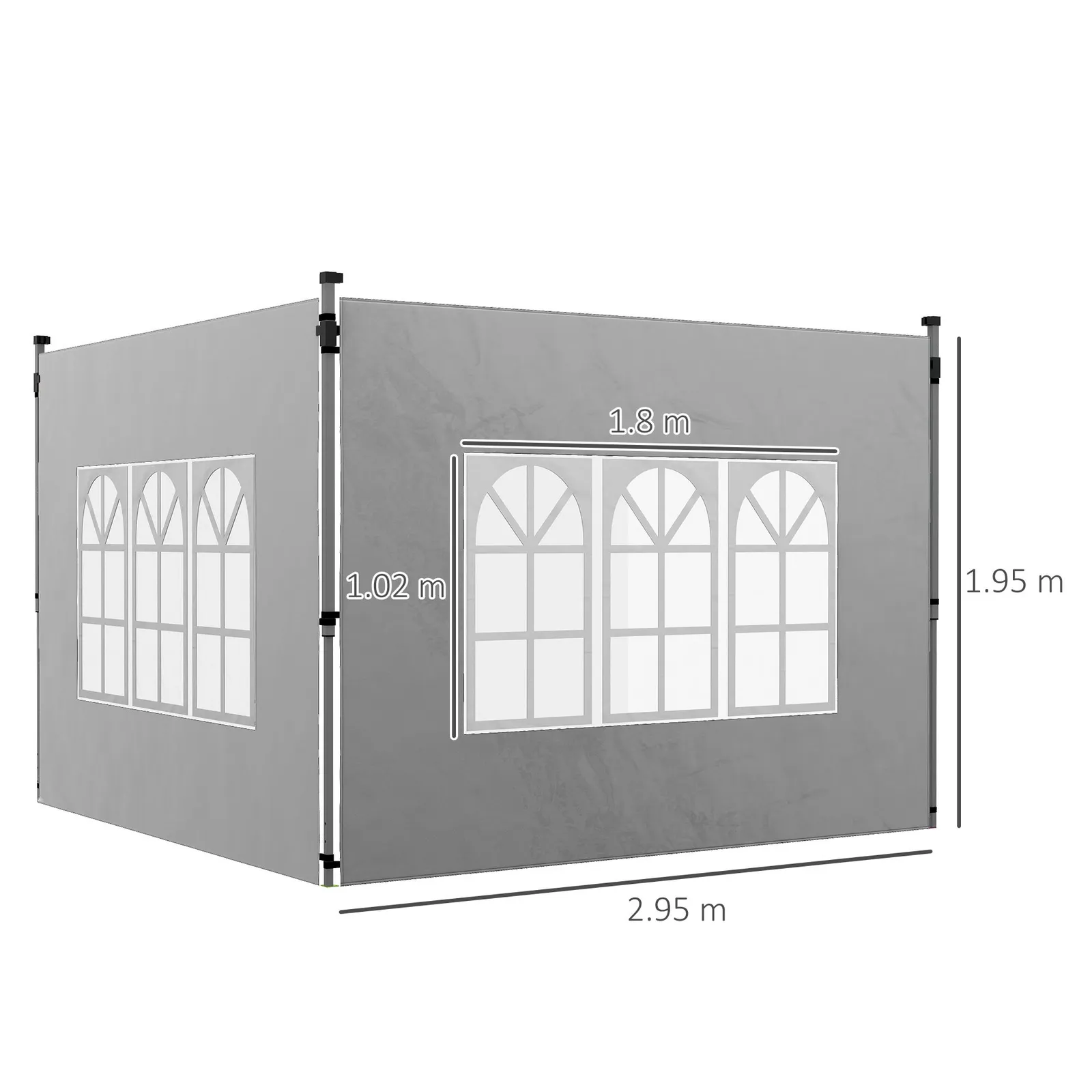 OUTSUNNY Gazebo Side Panels for 3x3(m) or 3x4m Pop Up Gazebo, 2 Pack in Grey 3