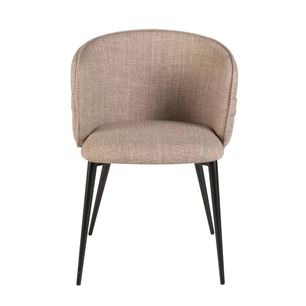 Angel Cerda Dining Chair, Brown Fabric, Matte Black Steel Legs in Light Tan 2