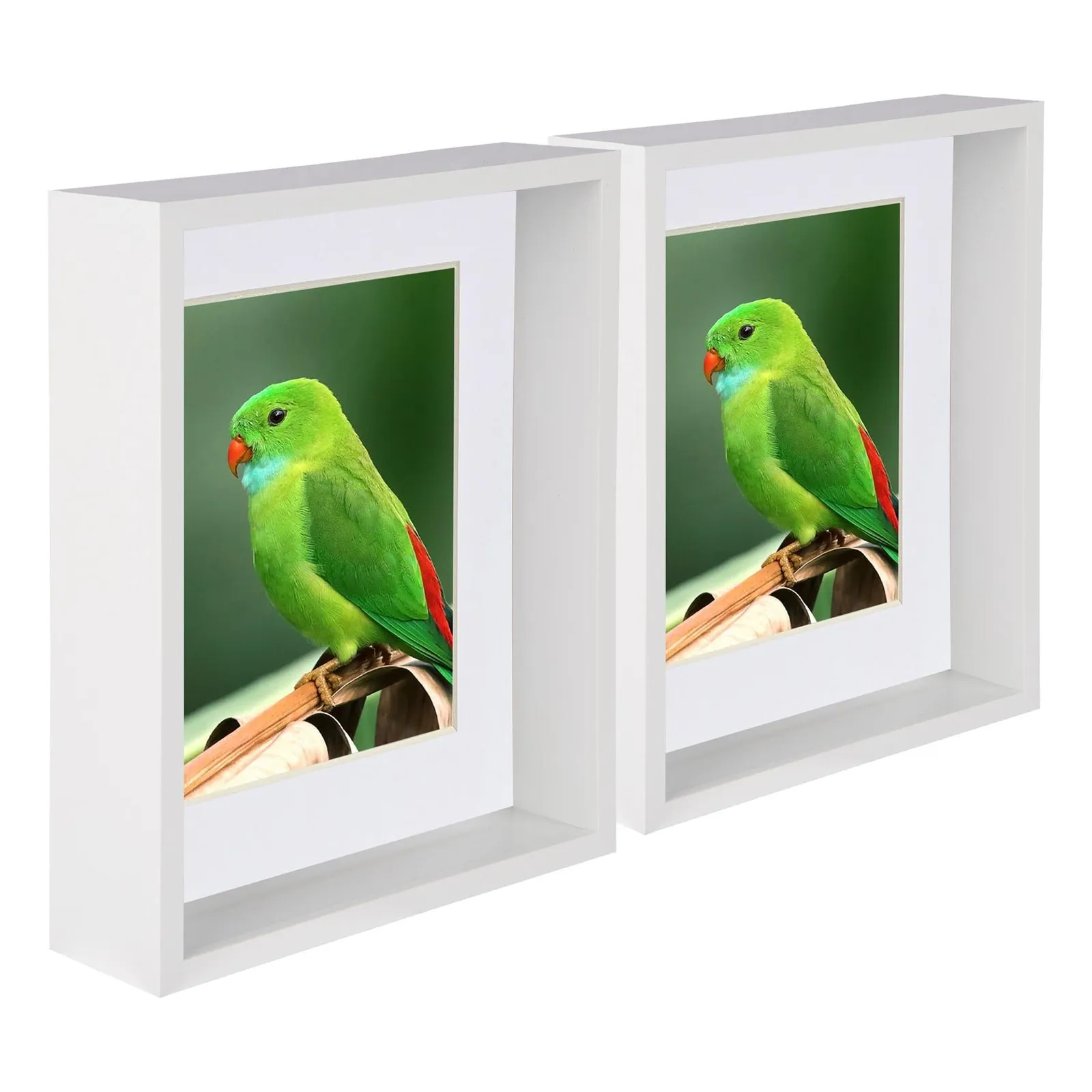 Nicola Spring 8" x 10" 3D Deep Box Photo Frames - 5" x 7" Mount - White - Pack of 5