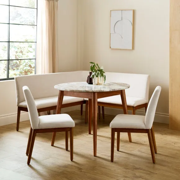 Thea Round Dining Table, Marble and Mango Wood
