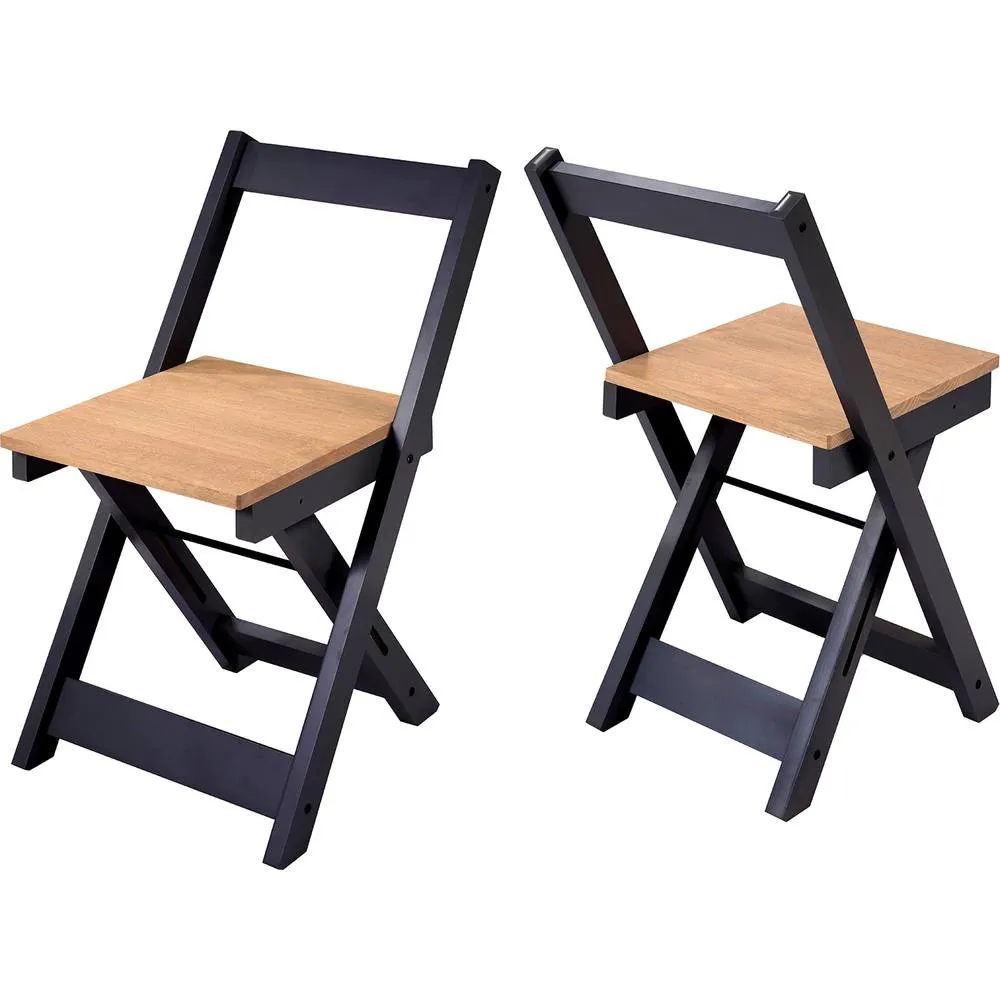Seconique Santos Folding Chair (Box of 2) Navy Blue/Distressed Waxed Pine 2