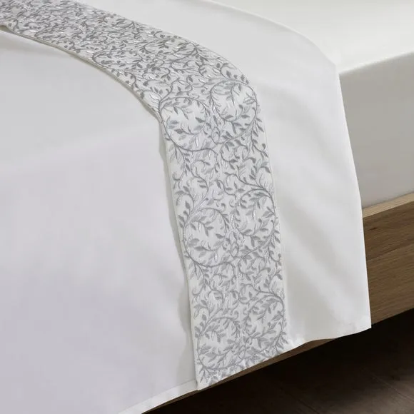 Dorma Elmley Embroidered 100% Cotton Flat Sheet 1
