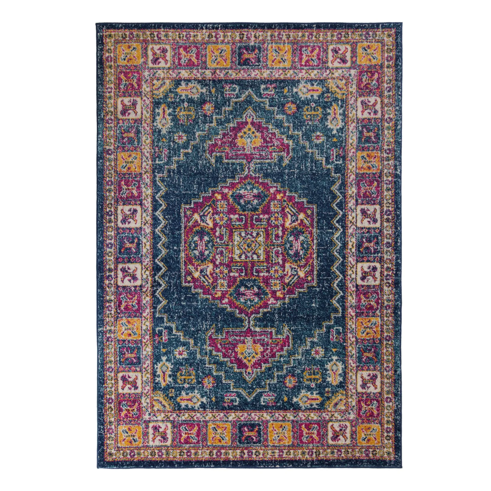 Urban Traditional Rug Pink, Blue and Yellow