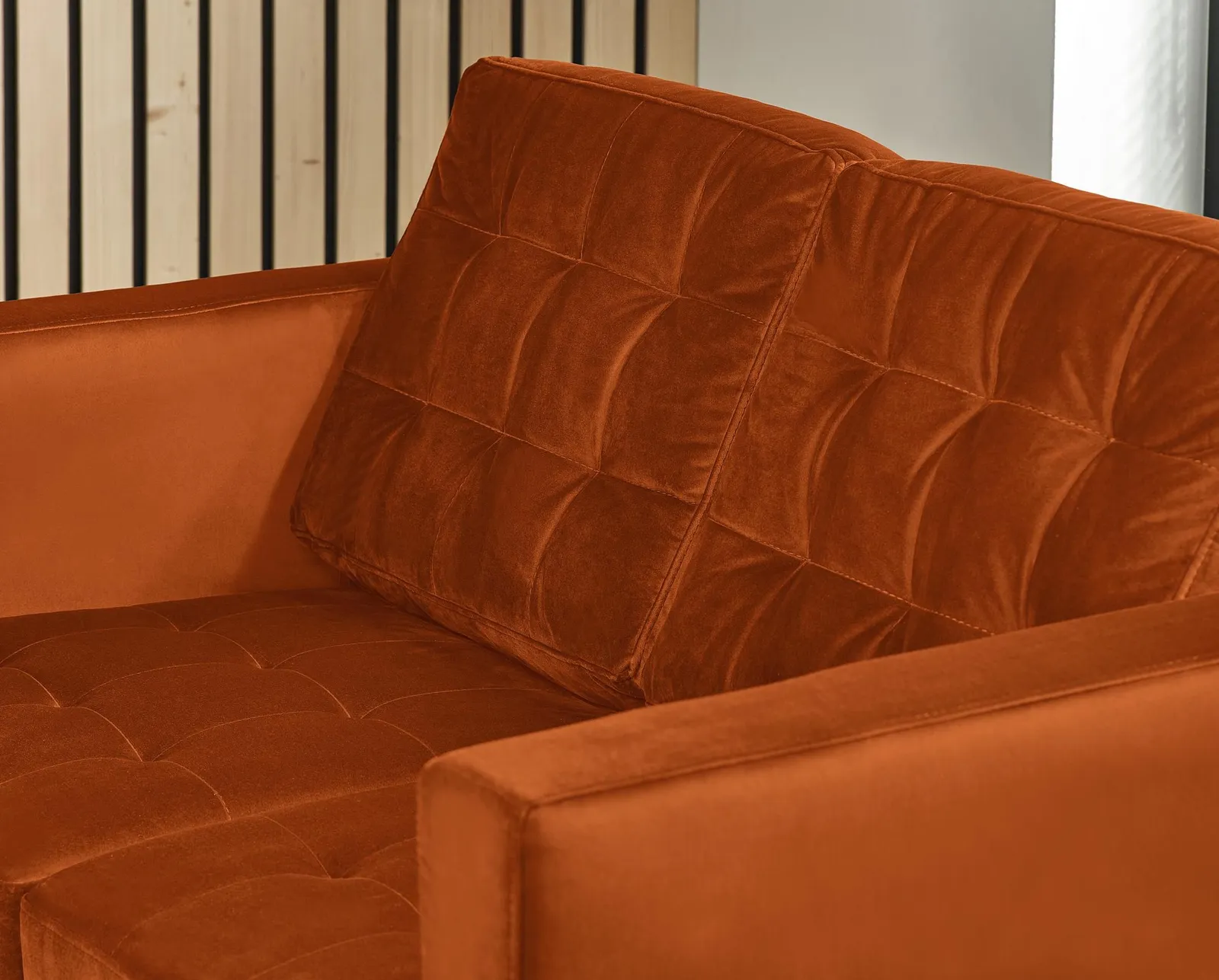FurnitureboxUK Jade 2-Seater Soft Touch Velvet Sofa With Solid Wood Frame in Burnt Orange 4
