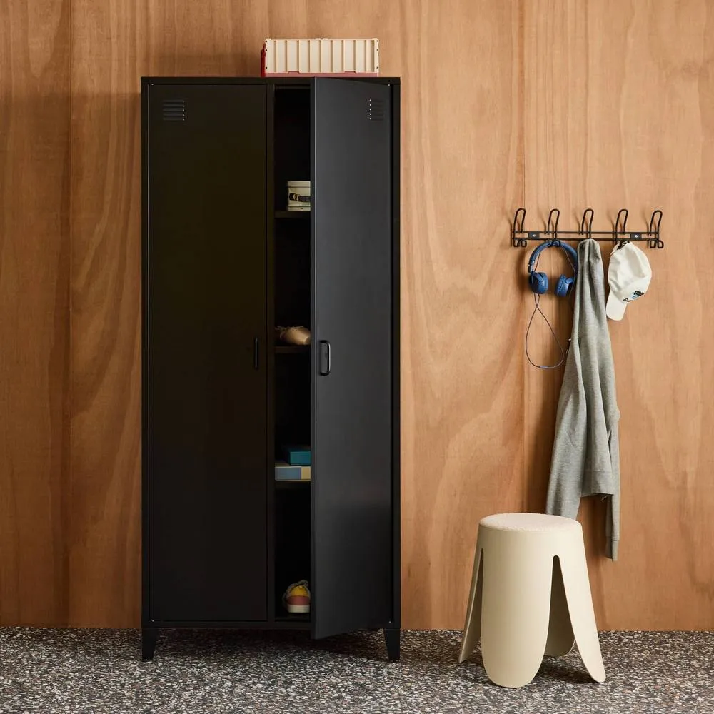 sweeek Industrial metal wardrobe for bedroom closet with 2 doors, 4 shelves in Black 4