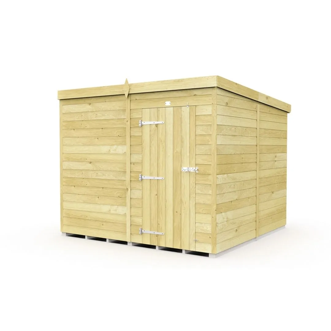 Buttercup Farm 8 x 8 Feet Pent Shed - Single Door W/O Windows - L231 x W243 x H201 cm in Brown