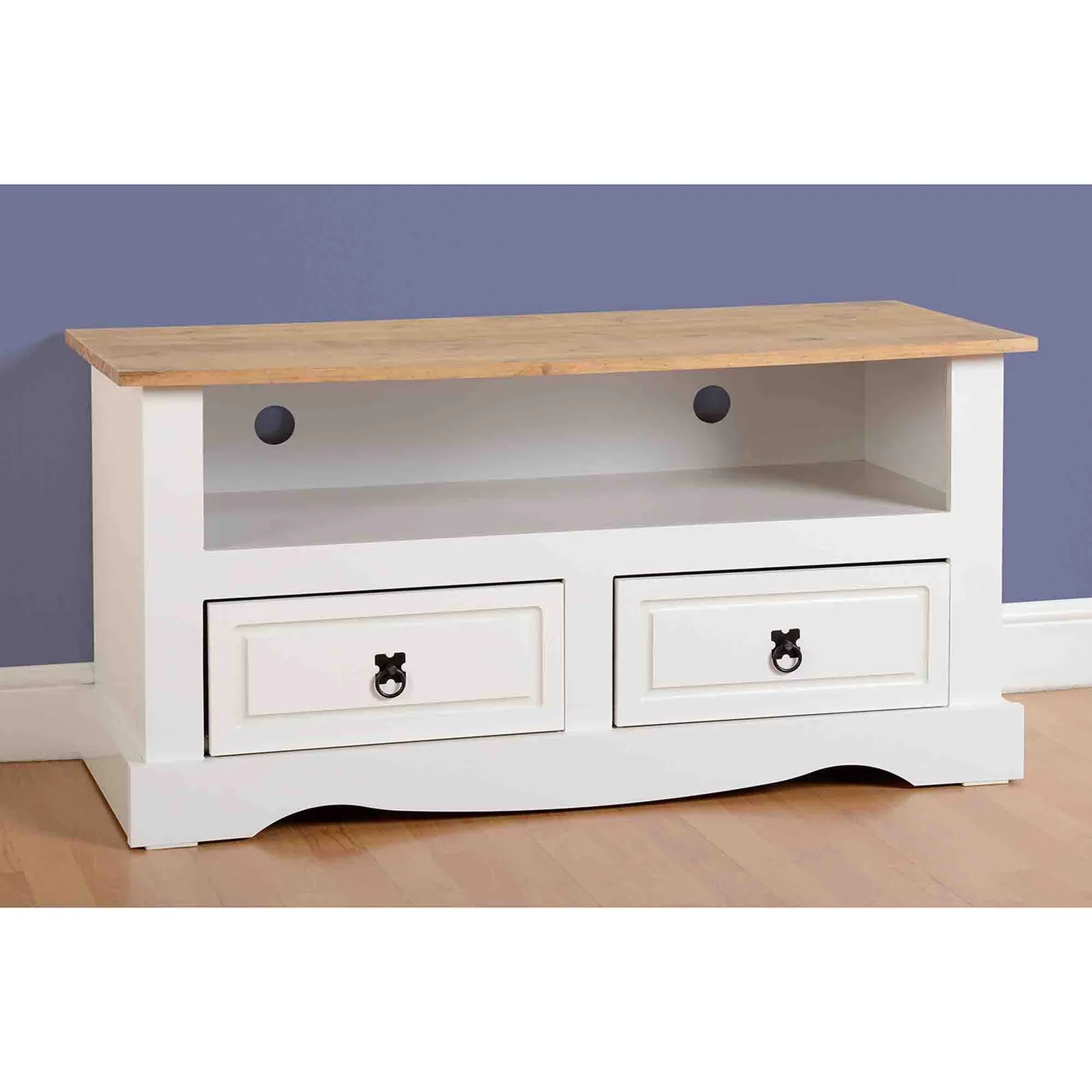 Corona White Flat Screen TV Unit White and Brown