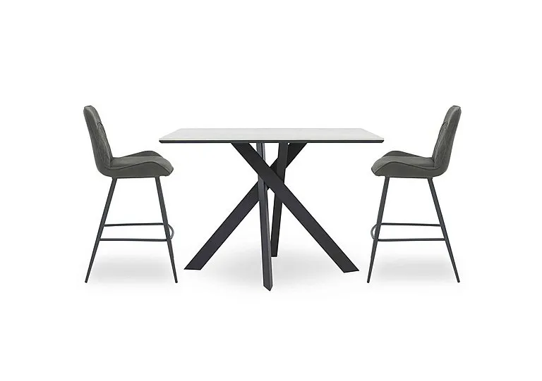 Warrior Crystal White Table and 2 Standard Bar Stools - White