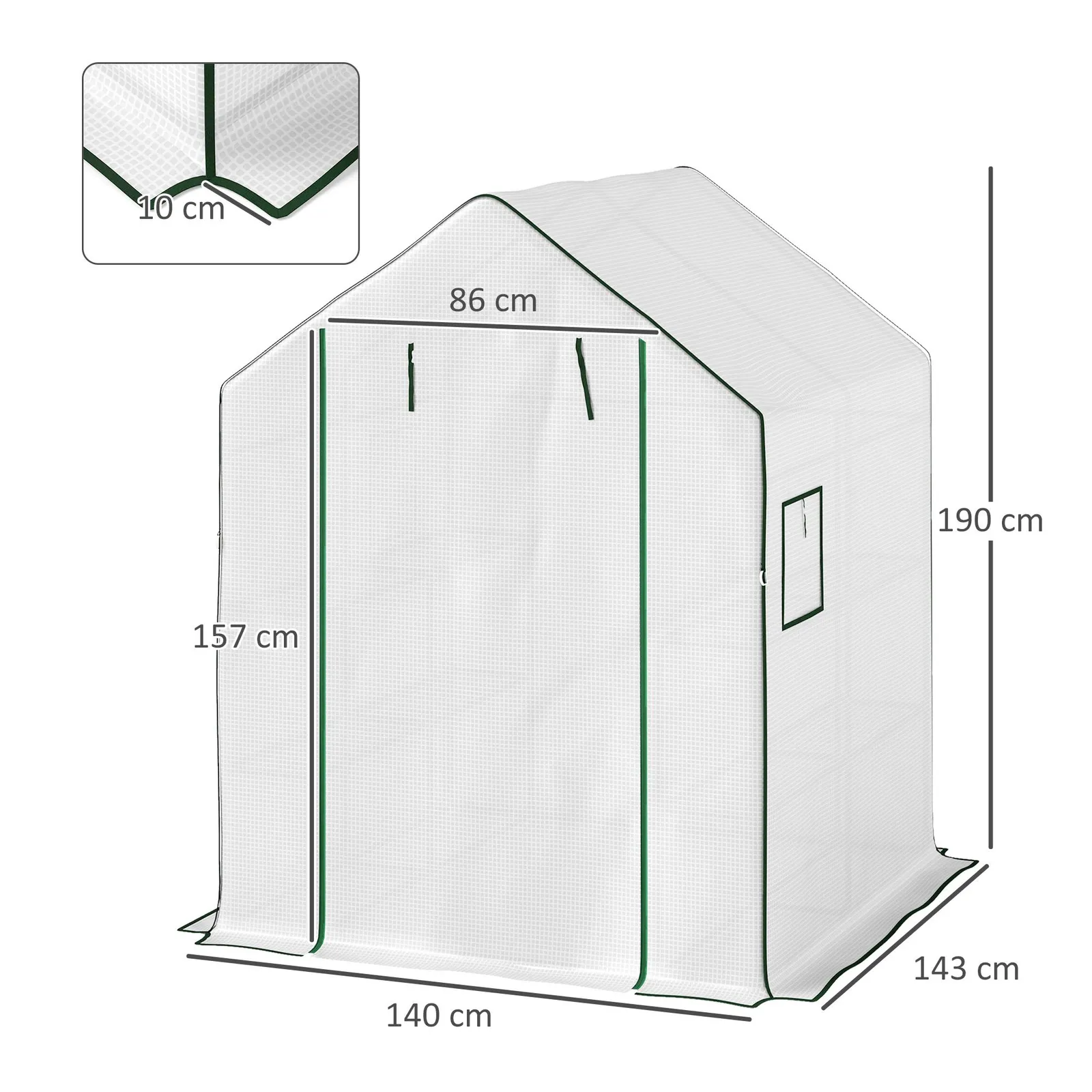 OUTSUNNY Walk-in Greenhouse with 8 Shelves, Outdoor Small Greenhouse, White 3