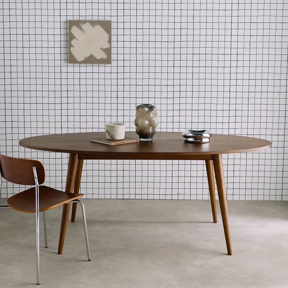 sweeek Oval dining table rubber wood & oak veneer 6 places in Dark Brown 3