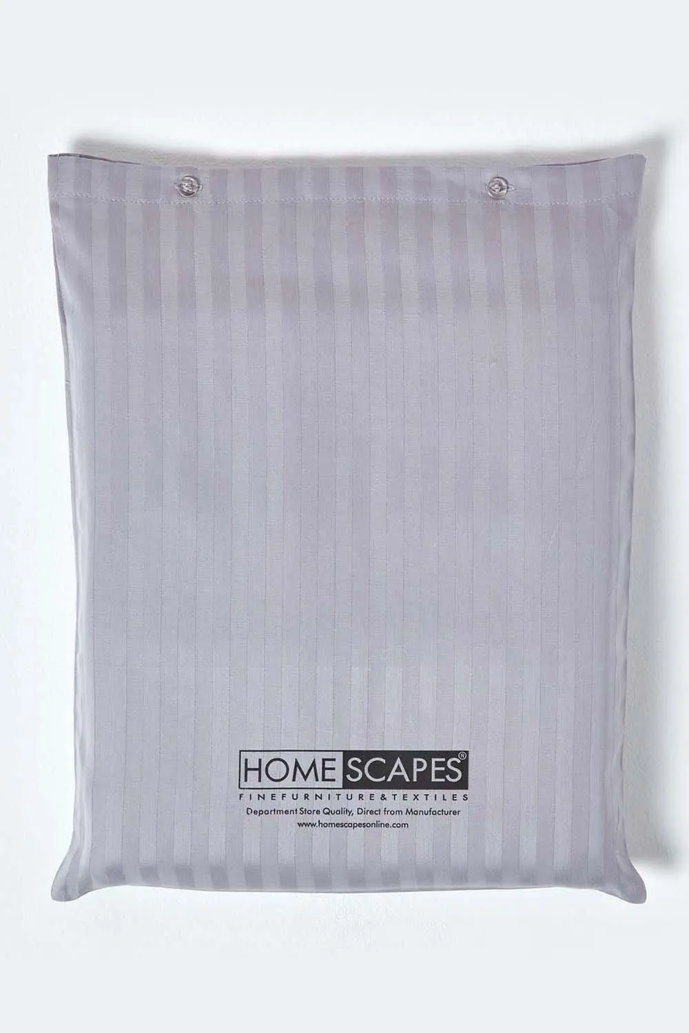 Homescapes Egyptian Cotton Satin Stripe Fitted Sheet 12 inch 330 Thread Count in Grey 5
