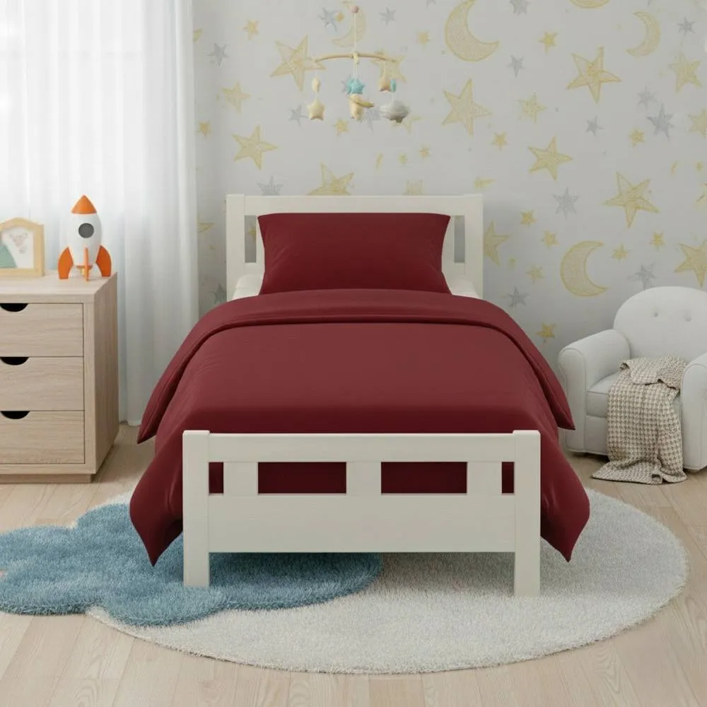 Snug City Flannelette Cotton Cot Bed Duvet Cover Set Brushed Warm Bedding Set in Red
