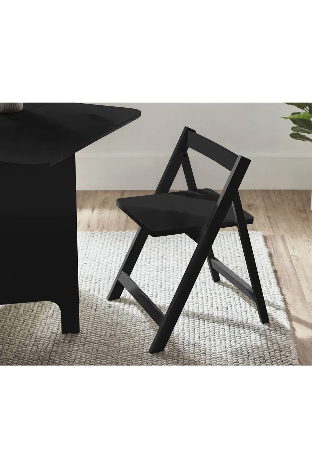 Julian Bowen Gatan 2 Seater Compact Drop Leaf Dining Set with Folding Chairs in Black 6