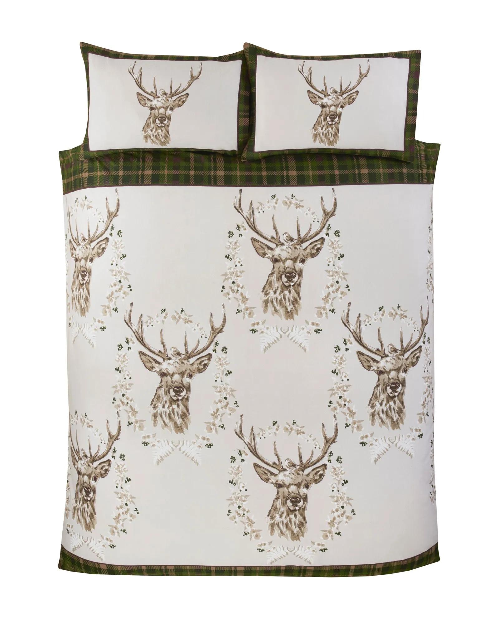 Rapport Home Angus Stag Brushed Cotton Bedding Set in Green 3