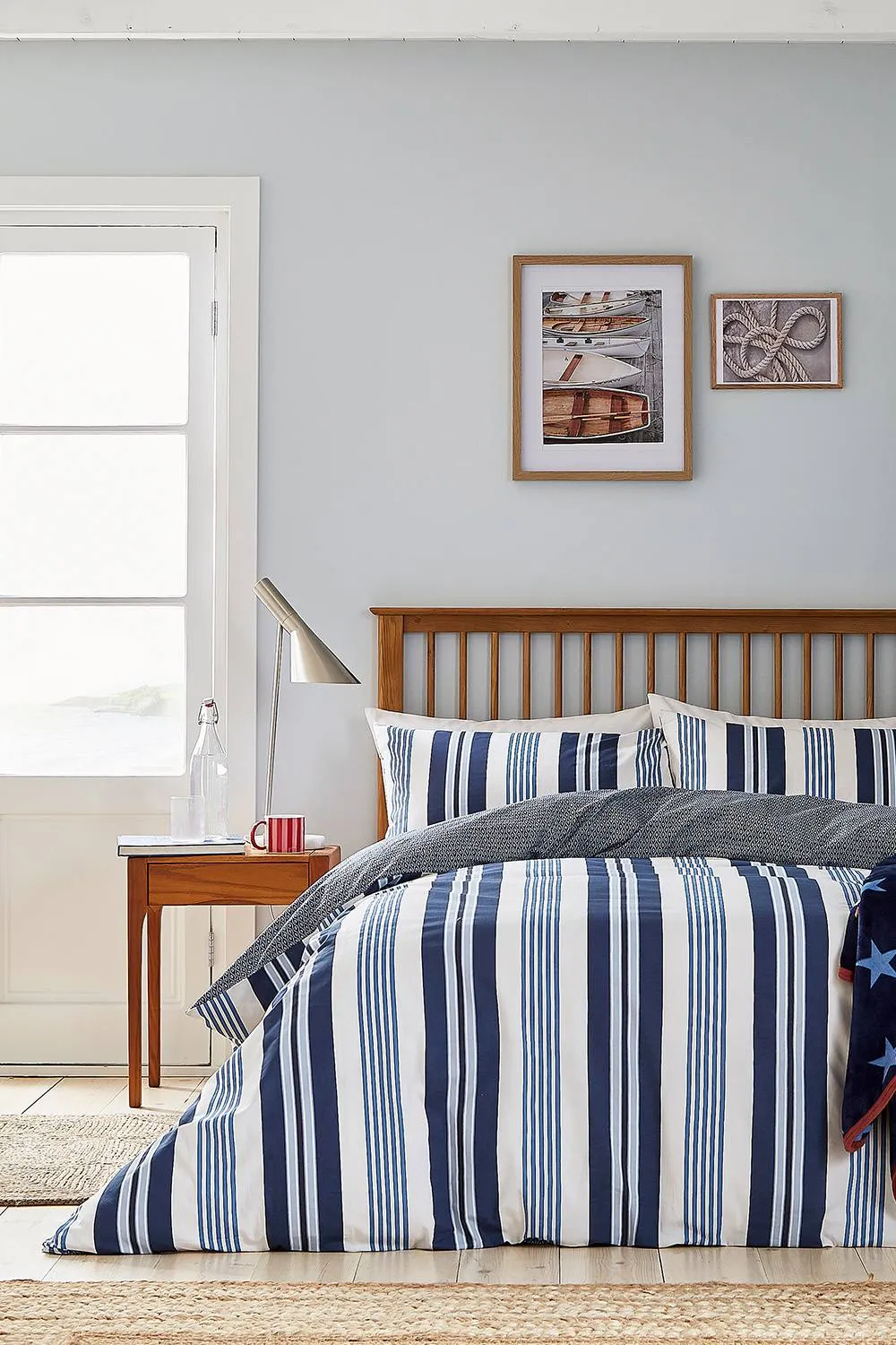 Helena Springfield 'Huntington Stripe' Cotton Duvet Cover Set in Blue
