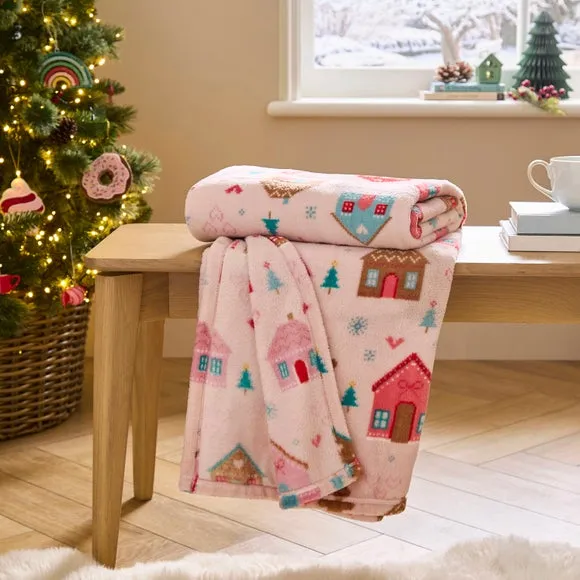 Gingerbread Fleece Throw Blanket 130cm x 170cm