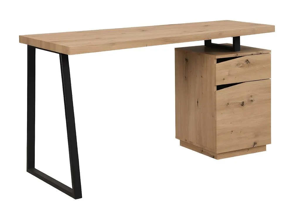 Vente-unique Desk With 1 Drawer & 1 Door - MDF & Steel - Oak & Black - GOTAMA 4