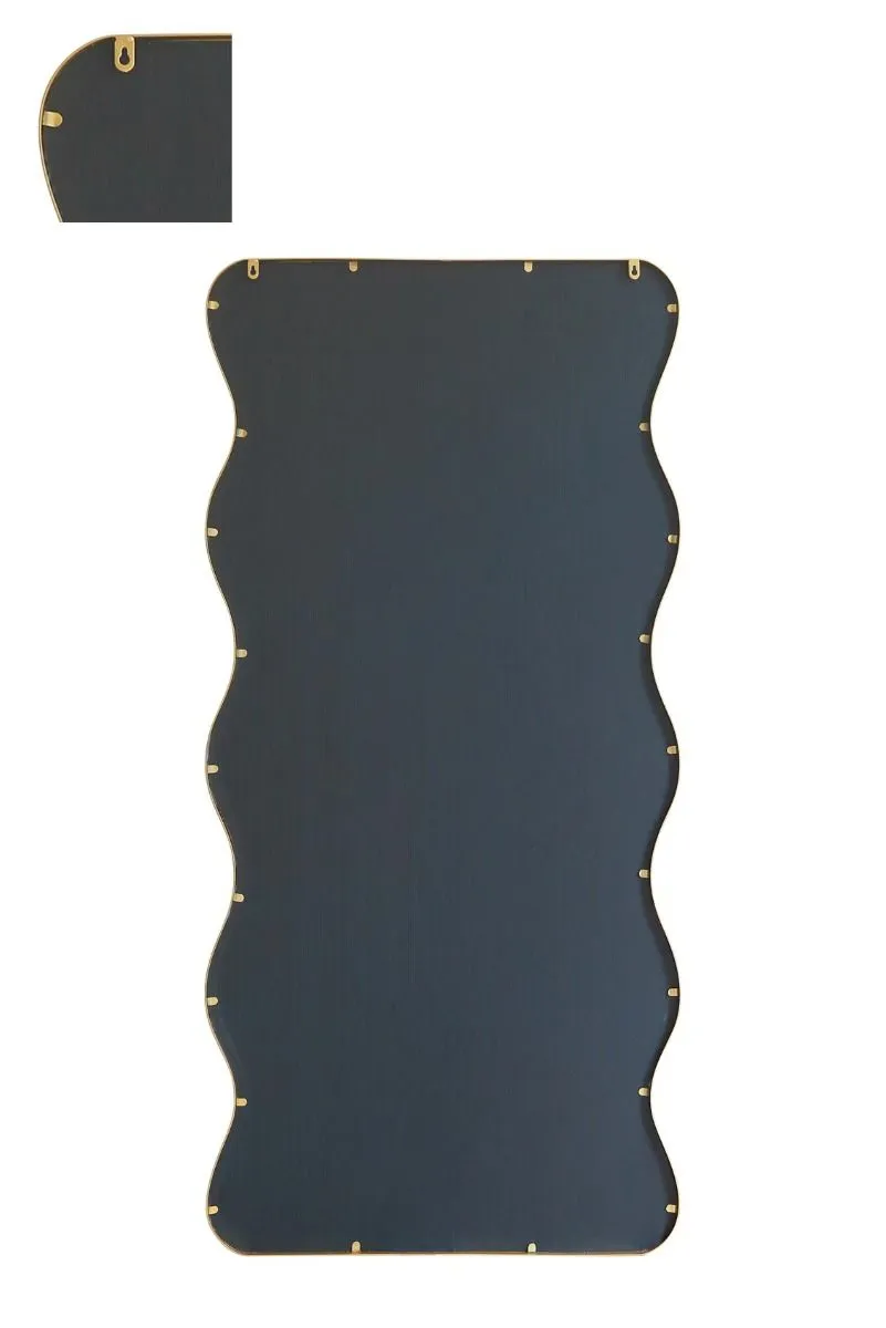 MirrorOutlet Gold Metal Rectangular Wavy Framed Garden Wall Mirror (170CM X 80CM) 4
