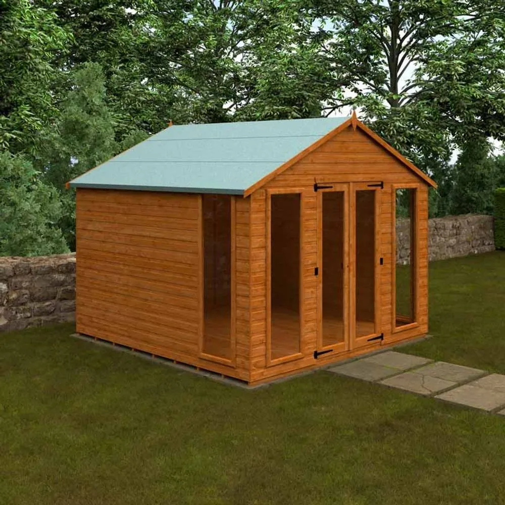 Buttercup Farm 10x10 Contemporary Summerhouse 12mm Shed - L295 x W295 x H257.7 cm in Burnt Orange 2