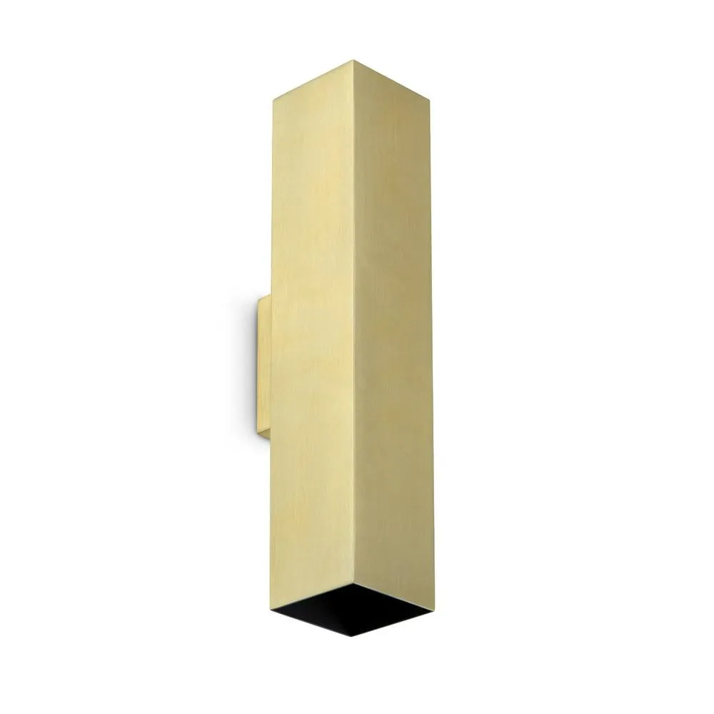 Netlighting Look 30cm Square Up & Down Wall Lamp Brass 2x GU10 in Yellow