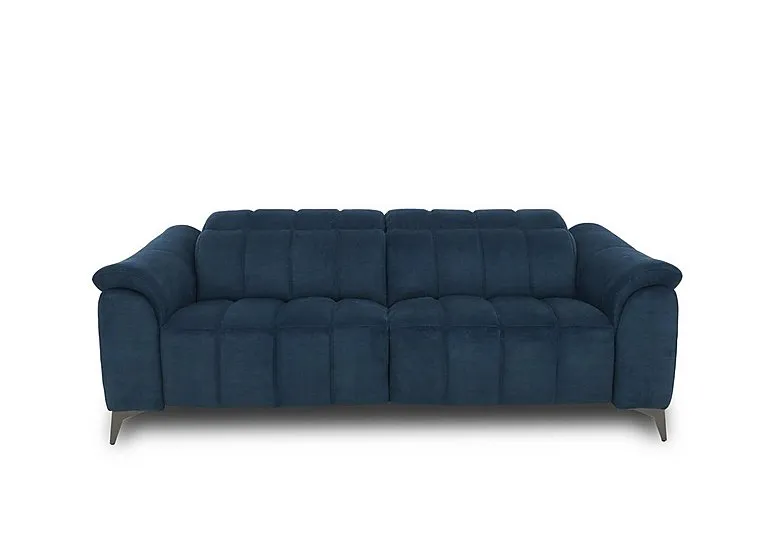 Angelo Fabric 3 Seater Power Recliner Sofa with Power Headrests - Dark Blue