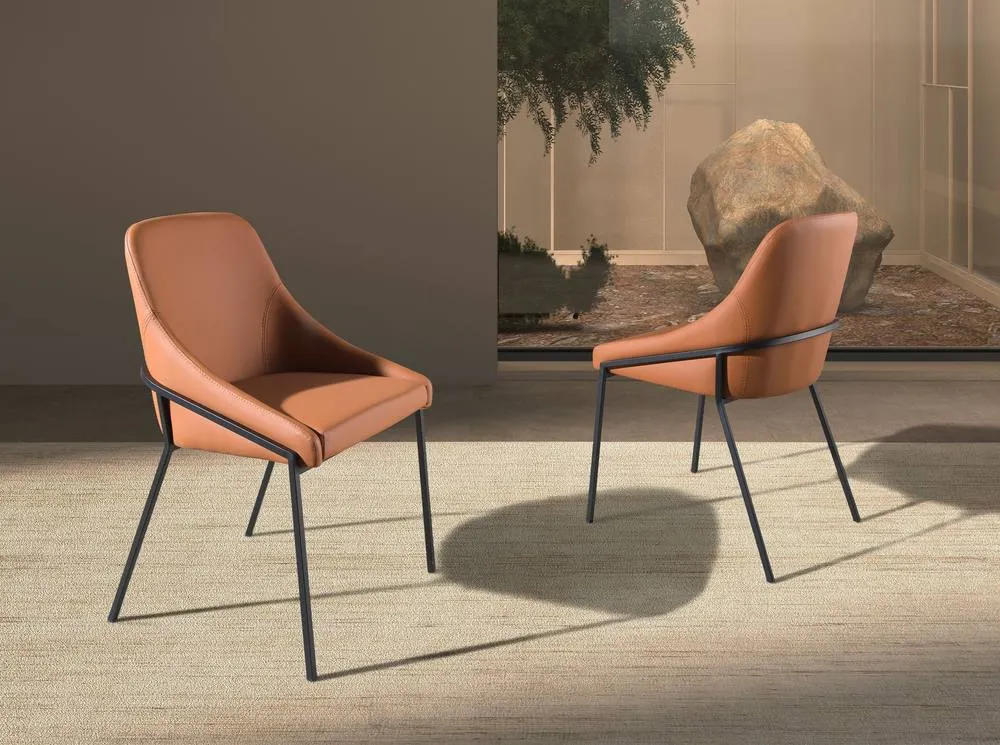 Angel Cerda Orange Leatherette Dining Chair Black Stainless Steel 3