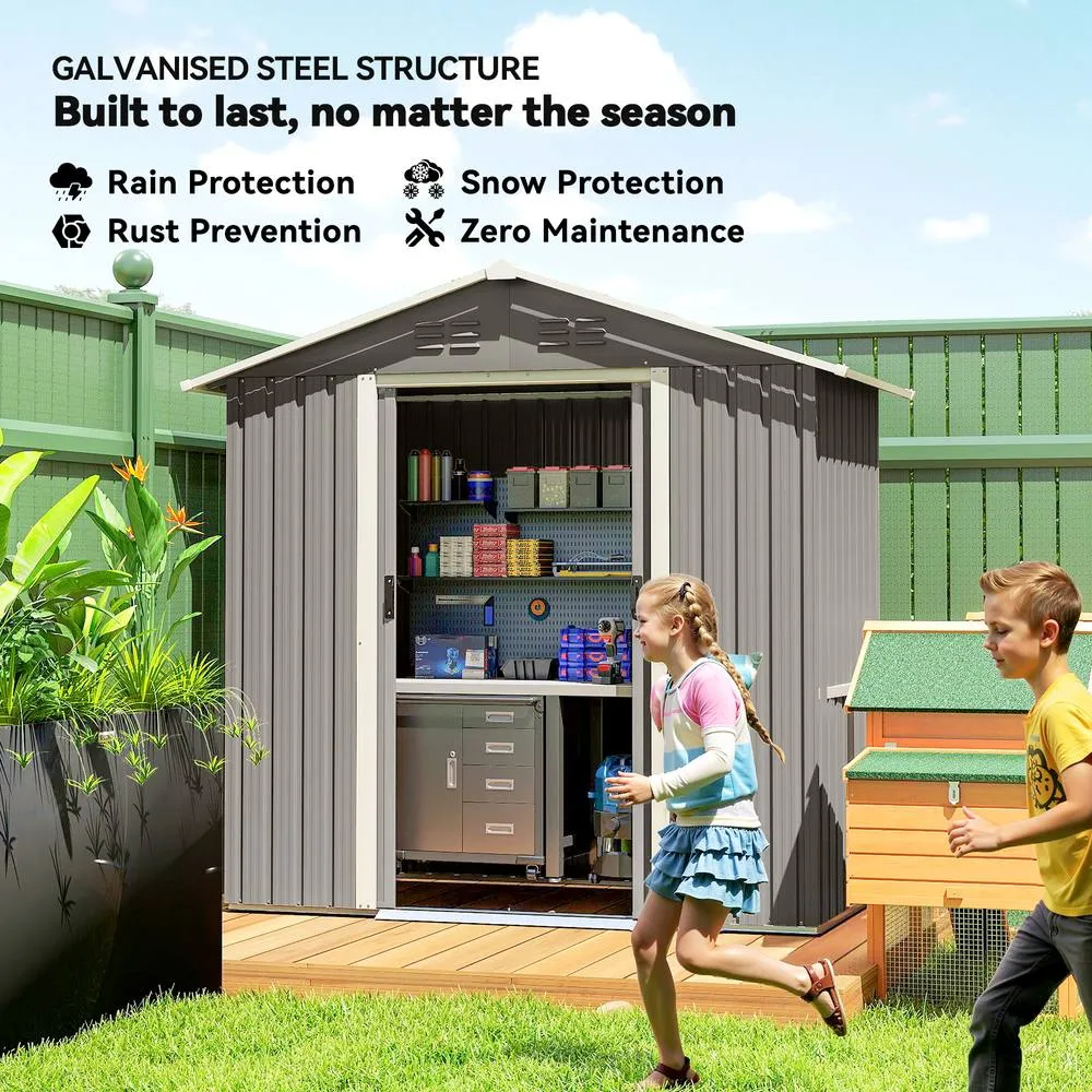 OUTSUNNY 6.5x3.5ft Metal Garden Shed for Garden, Light Grey 3