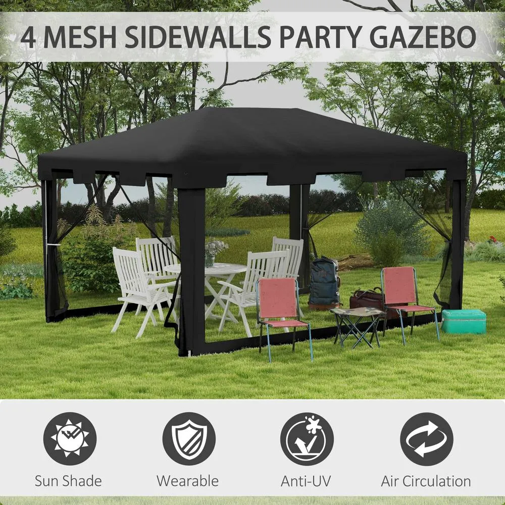 OUTSUNNY 4 x 3m Party Tent Waterproof Garden Gazebo Canopy Wedding Cover Shade in Dark Grey 4