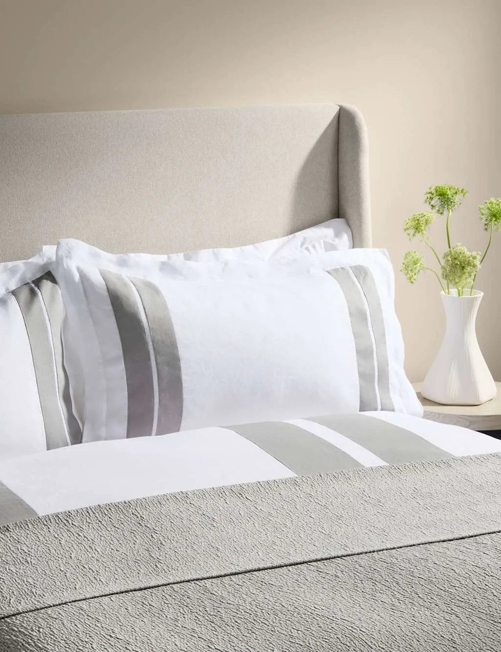 M&S X Kelly Hoppen Pure Cotton Textured Jacquard Bedspread Grey
