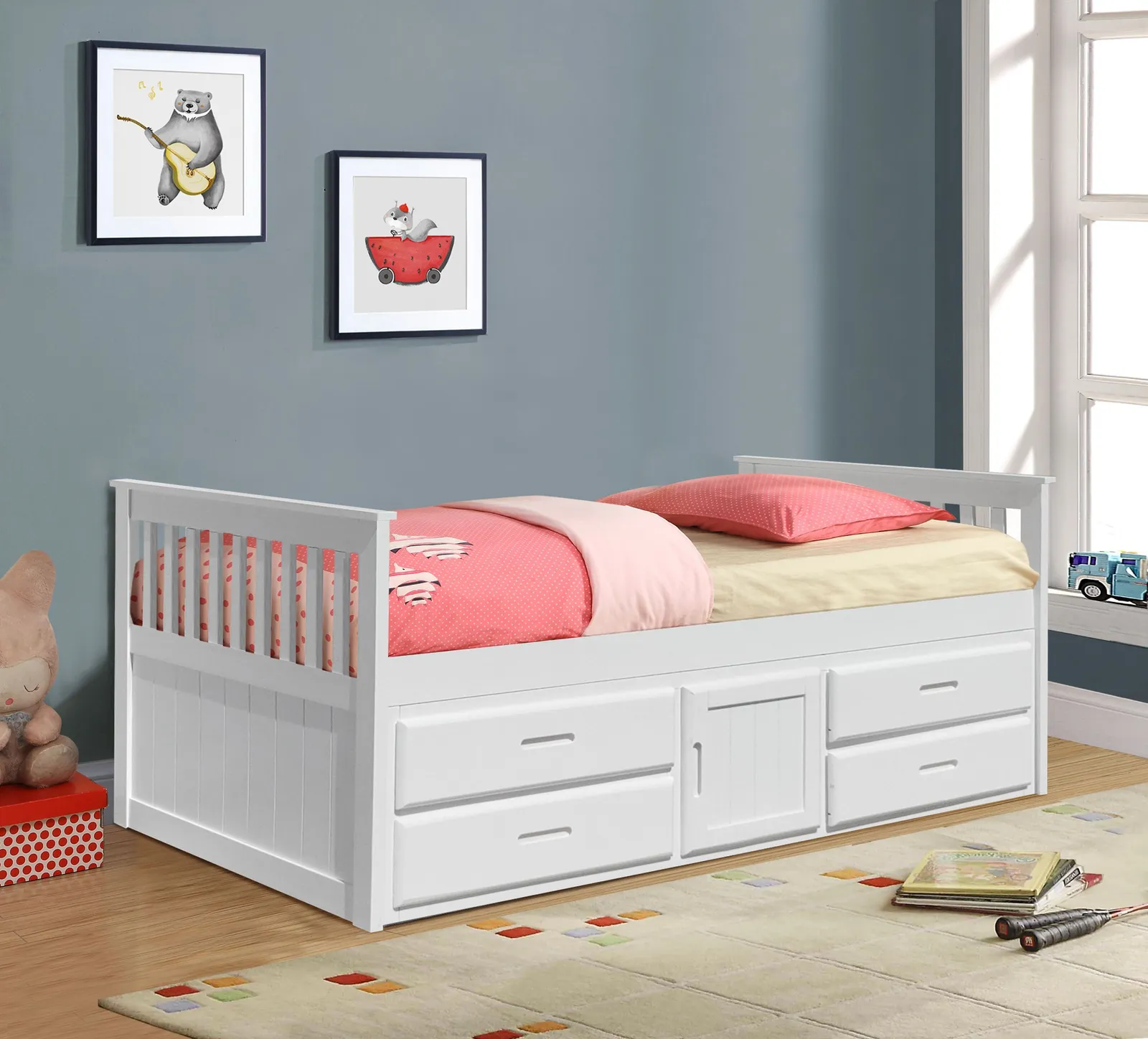 Comfy Living Ltd 3ft Wooden Captains Bed With Drawers & Storage in White 2