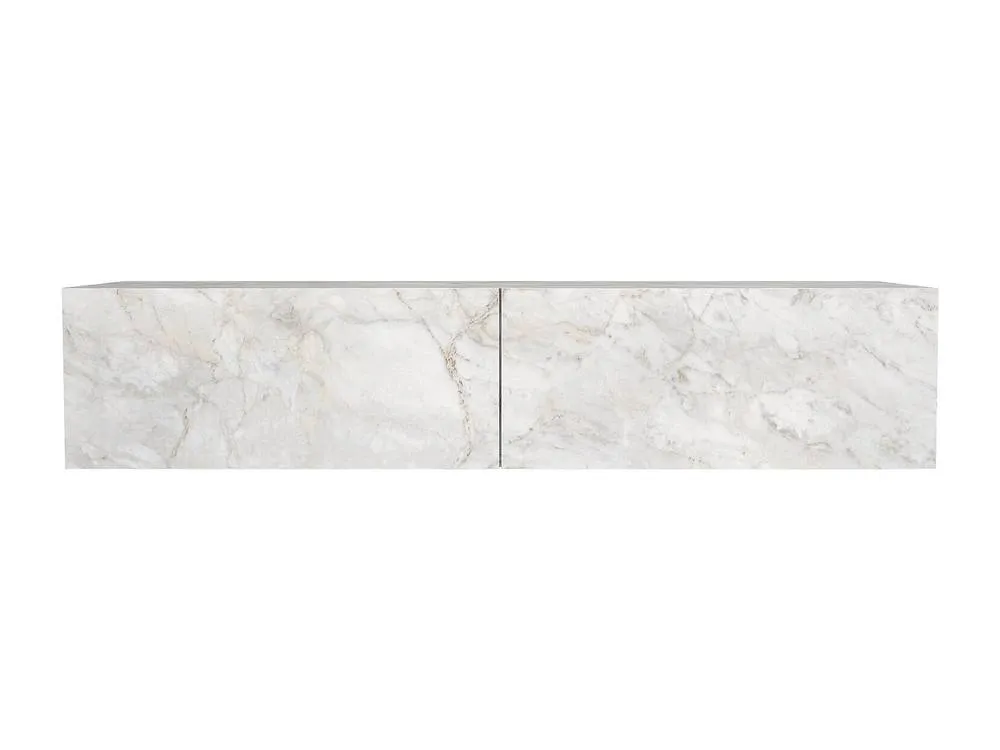 Vente-unique Wall-Mounted Console Table With 2 Doors - White Marble Effect - TENIDA 4