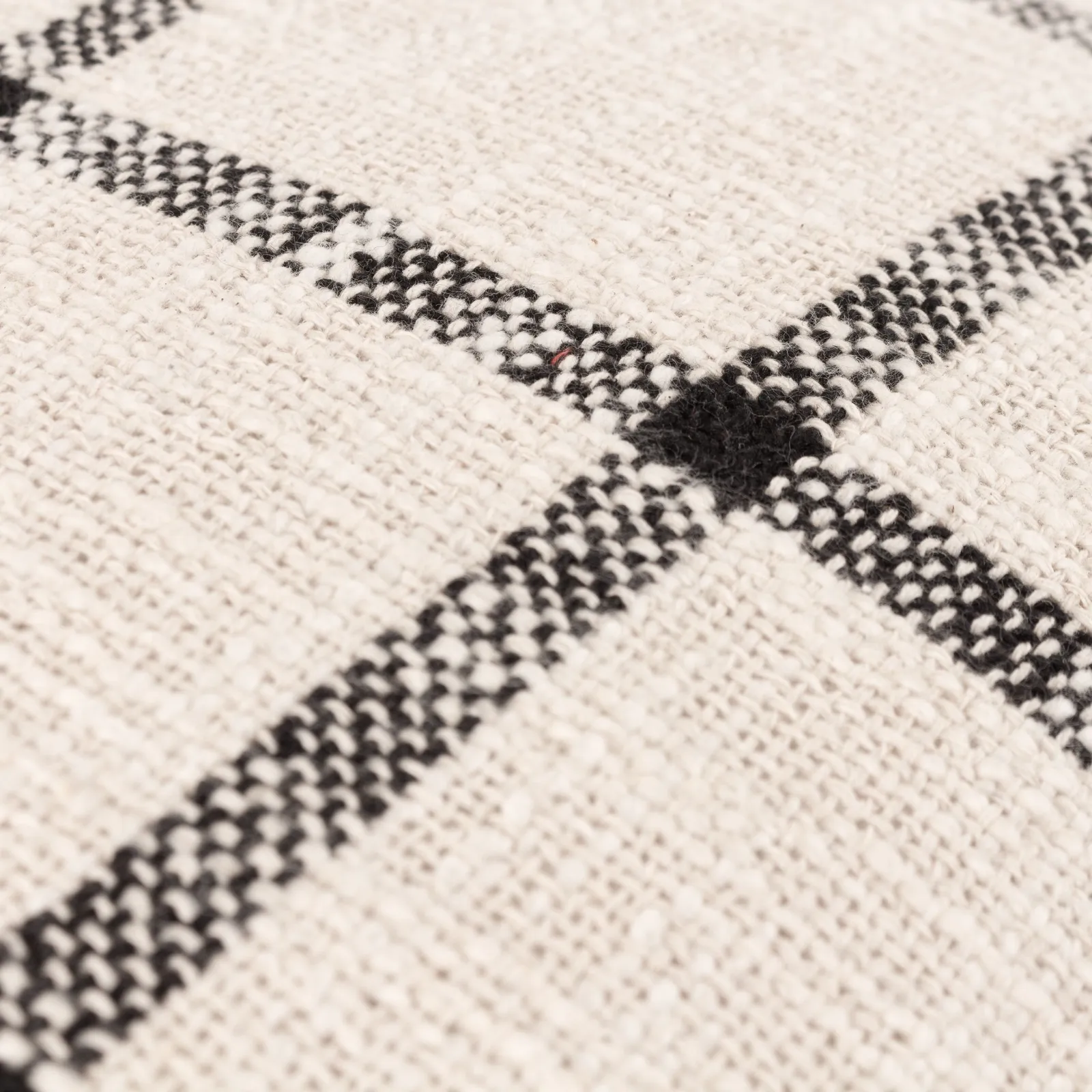 Yard Beni Check 100% Cotton Fringed Cushion in Natural 5