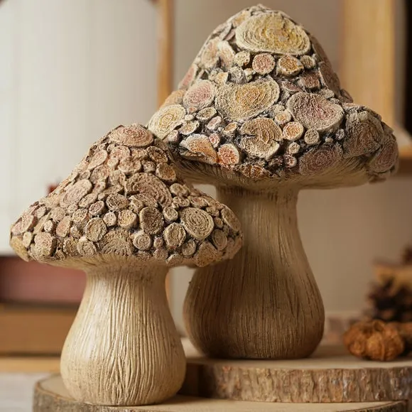Country Living Wood Effect Mushroom Ornament 4